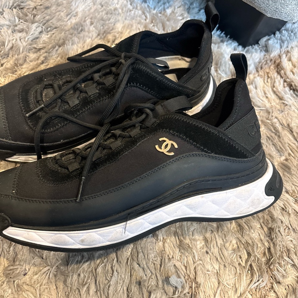 CHANEL Black and White Sneakers